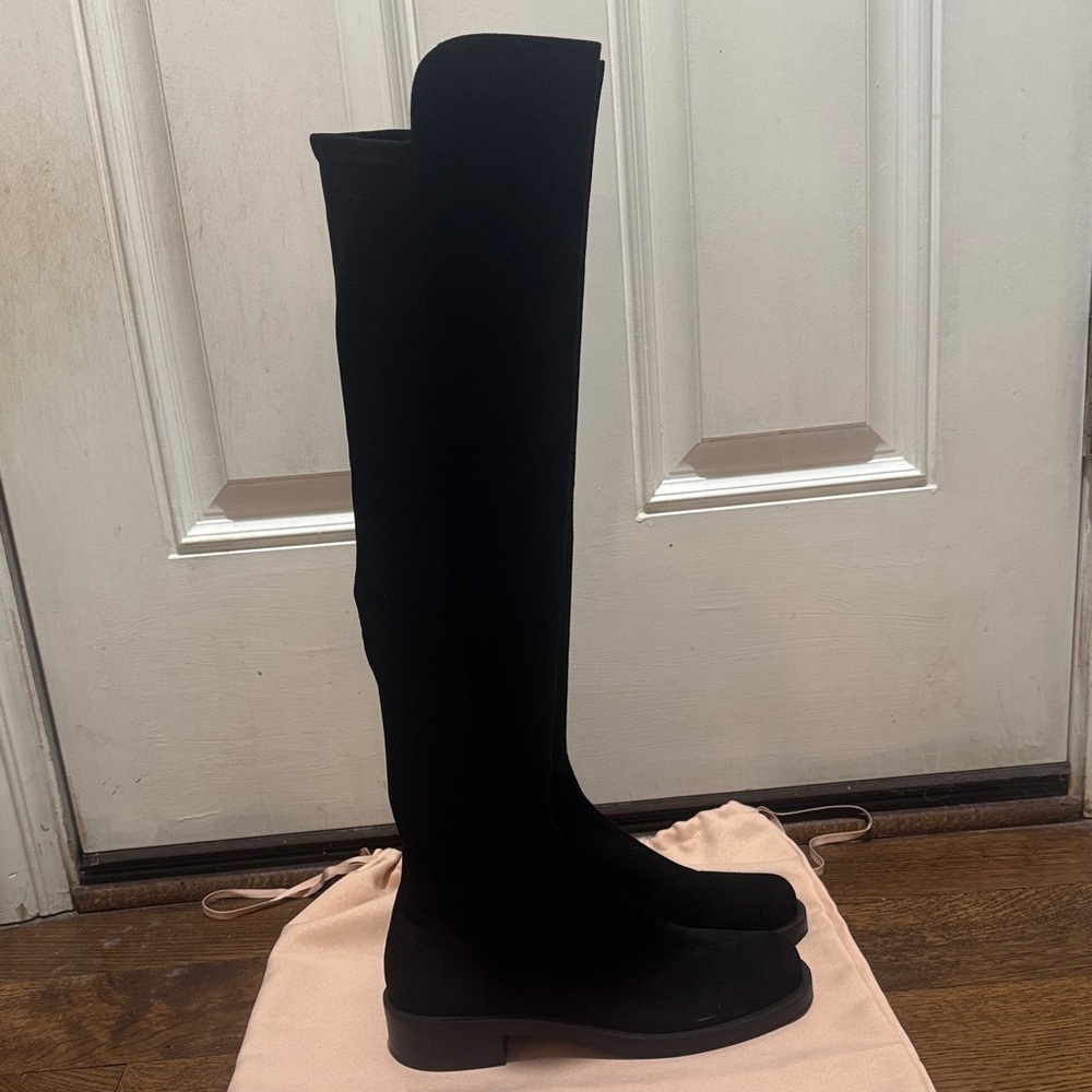 Stuart Weitzman 5050 Bold OTK Boots Black Suede Over-the-Knee Size 8.5 - Picture 4 of 14